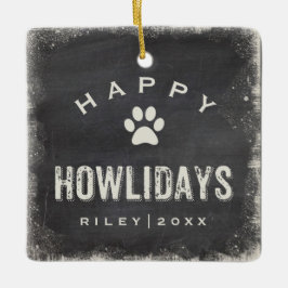 Funny Happy Howlidays Hund Foto und Name Custom Keramikornament