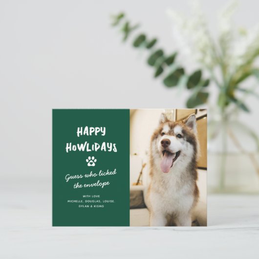 Funny Happy Howlidays Pet Hund Foto Weihnachten (Stehend Vorderseite)