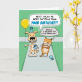 Funny Happy Hund und Grumpy Cat Birthday Karte (Gelbe Blume)