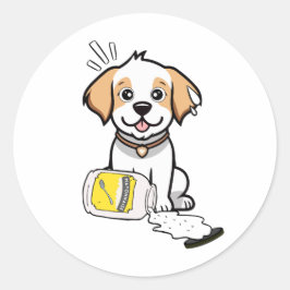 Funny Happy Hund verschüttet Mayonnaise Runder Aufkleber