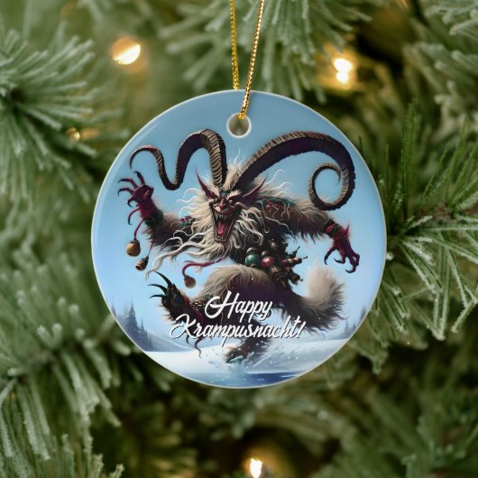 Funny Happy Krampusnacht Keramik Ornament (Baum)
