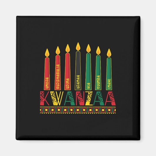 Funny Happy Kwanzaa Kinara Principles Candles Pan Magnet (Vorne)