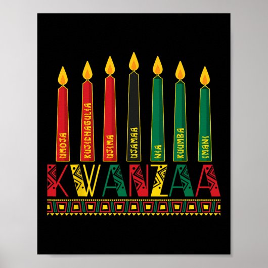 Funny Happy Kwanzaa Kinara Principles Candles Pan Poster (Vorne)