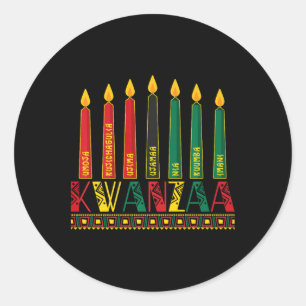 Funny Happy Kwanzaa Kinara Principles Candles Pan Runder Aufkleber