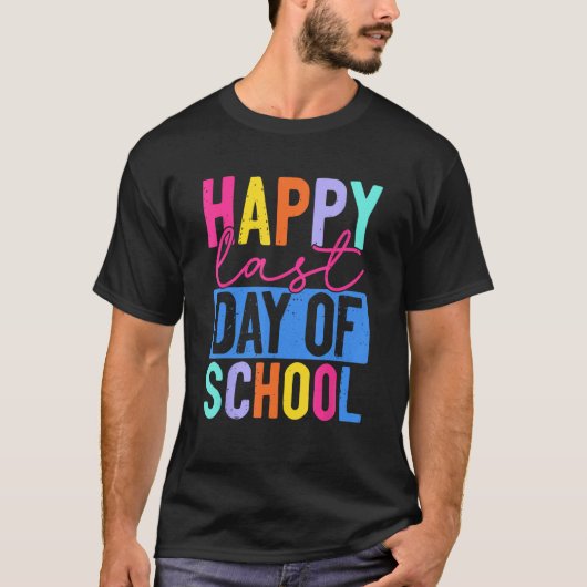 Funny Happy Last Day Of School Teacher Student Gra T-Shirt (Vorderseite)