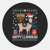Funny Happy Llamakah Llama With Menorah Runder Aufkleber (Vorderseite)