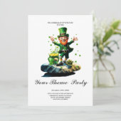 Funny Happy Lprechaun Einladung (Stehend Vorderseite)