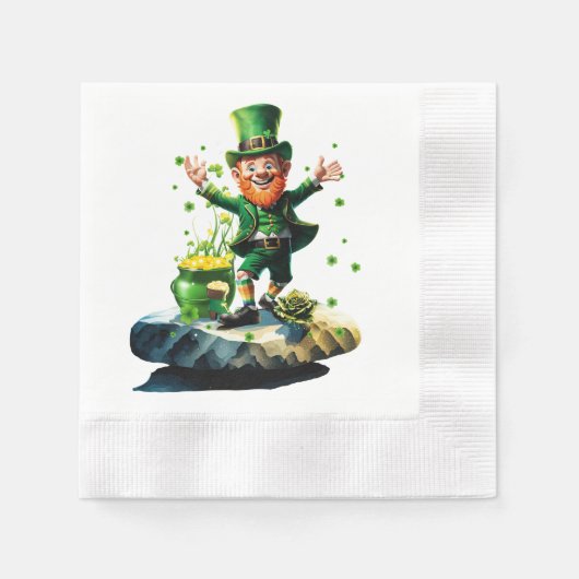 Funny Happy Lprechaun Serviette (Vorderseite)