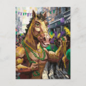 Funny Happy Mardi Gras Horse Postkarte (Vorderseite)