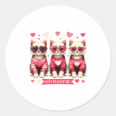 Funny Happy Meowentines Cute Valentine Cats Love C Runder Aufkleber (Vorderseite)