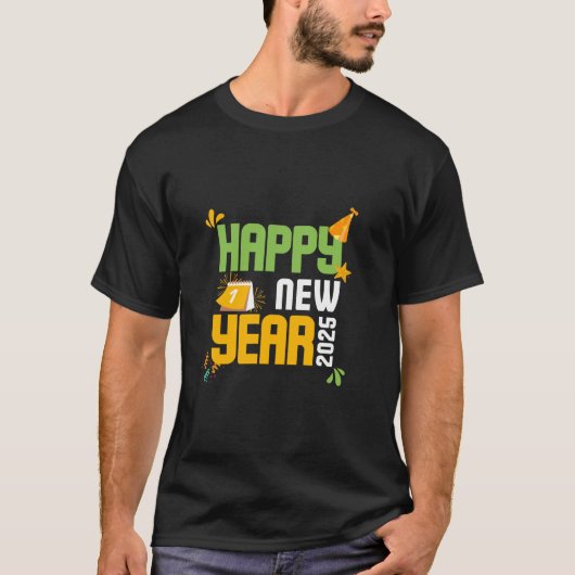 Funny Happy New Year 2025 Party Supplies T-Shirt N (Vorderseite)