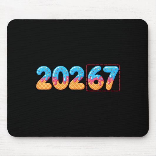 Funny Happy New Year 2026 20267 Ice Cream Drip 67 Mousepad (Vorne)