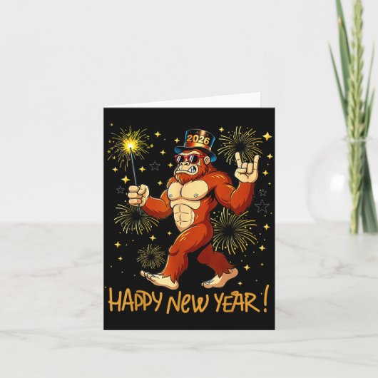 Funny Happy New Year 2026 Bigfoot Lovers New Years Karte (Vorderseite)