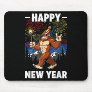 Funny Happy New Year 2026 Bigfoot Lovers New Years Mousepad
