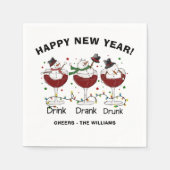 Funny Happy New Year Cocktails Napkin Serviette (Vorderseite)