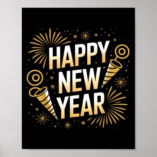 Funny Happy New Year Couple Matching Poster (Vorne)
