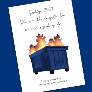 Funny Happy New Year Dumpster Fire Feiertagskarte