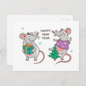 Funny Happy New Year Rat Postkarte (Vorne/Hinten)
