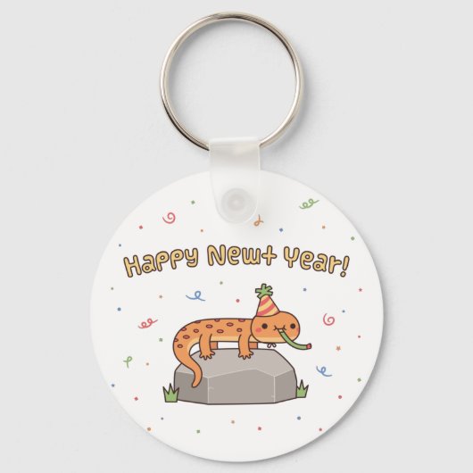 Funny Happy Newt Year, New Year Doodle Schlüsselanhänger (Vorderseite)