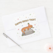 Funny Happy Newt Year, New Year Pun Doodle Quadratischer Aufkleber (Umschlag)