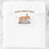 Funny Happy Newt Year, New Year Pun Doodle Quadratischer Aufkleber (Tasche)