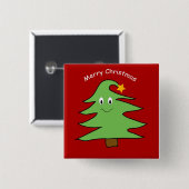 Funny Happy Niedlicher Weihnachtsbaum Button (Vorne & Hinten)