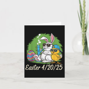 Funny Happy Oaster Bunny Chick Rauchen Weed Karte