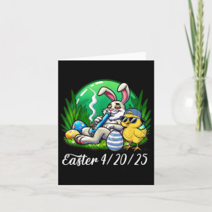 Funny Happy Oaster Bunny Chick Rauchen Weed Karte