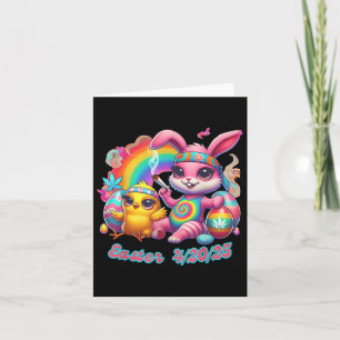 Funny Happy Oaster Bunny Chick Rauchen Weed Karte