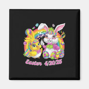 Funny Happy Oaster Bunny Chick Rauchen Weed Magnet