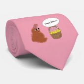 Funny Happy Oaster Bunny Rabbit Baby Chicks Pink Krawatte (Gerollt)