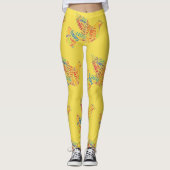 Funny Happy Oaster Dove Typografy Pattern Leggings (Vorderseite)