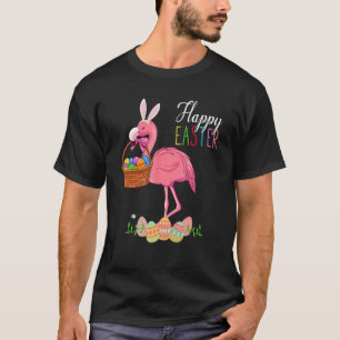Funny Happy Ostern Flamingo mit Ostereier Korb T-Shirt