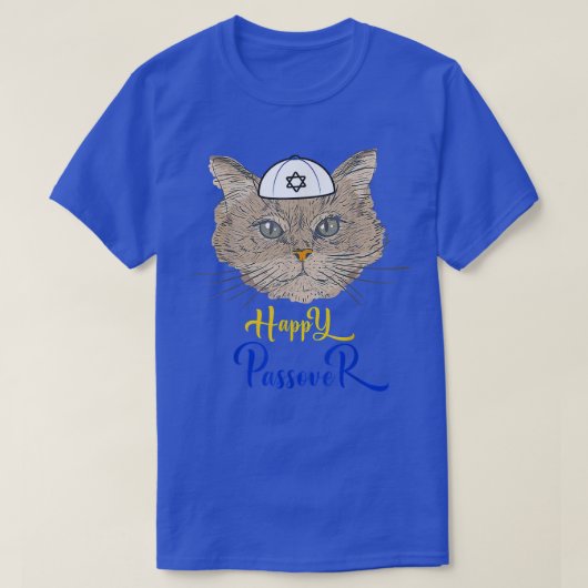 Funny Happy Pessach Cat Funny Seder Jewish Holida T-Shirt (Design vorne)