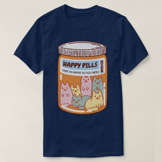 Funny Happy Pillen Katze Niedlich Mental Health Ca T-Shirt (Design vorne)