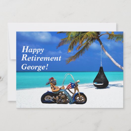 Funny Happy Retirement Party - Biker Motorradfahre Einladung (Vorderseite)