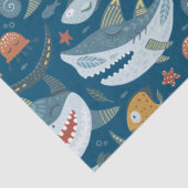 Funny Happy Shark Blue Ocean Tiermuster Seidenpapier (Detail)