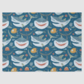 Funny Happy Shark Blue Ocean Tiermuster Seidenpapier (Vorderseite)