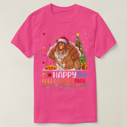 Funny Happy Shetland Sheepdog HelloDankeMas T-Shirt (Design vorne)