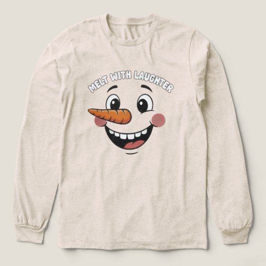 Funny Happy Snowman Face T-Shirt | Cute Smiling Tri-Blend Shirt (Design Vorderseite)