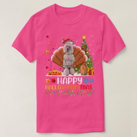 Funny Happy Standard Poodle Dog HelloDankeMas T-Shirt (Design vorne)