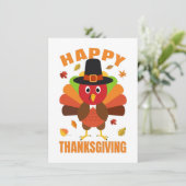 Funny Happy Thanksgiving Day Illustration Dankeskarte (Stehend Vorderseite)