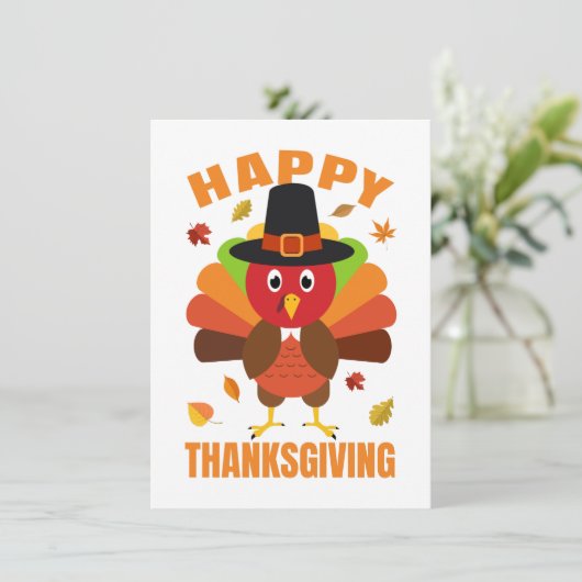Funny Happy Thanksgiving Day Illustration Dankeskarte (Stehend Vorderseite)
