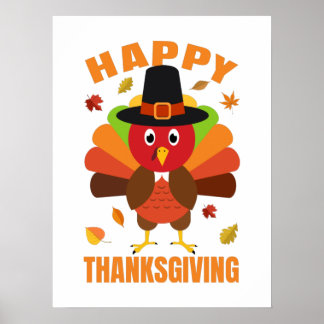 Funny Happy Thanksgiving Day Illustration Poster