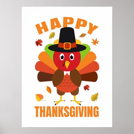 Funny Happy Thanksgiving Day Illustration Poster (Vorne)