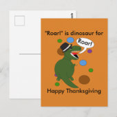 Funny Happy Thanksgiving Dinosaur personalize Postkarte (Vorne/Hinten)