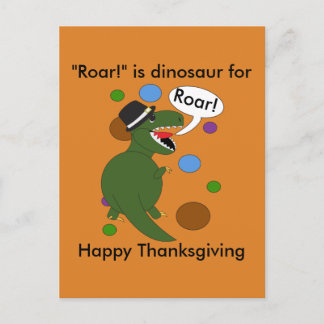 Funny Happy Thanksgiving Dinosaur personalize Postkarte