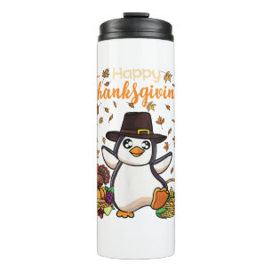 Funny Happy Thanksgiving Penguin Türkei Boys Girls Thermosbecher