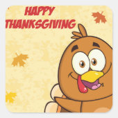 Funny Happy Thanksgiving Quadratischer Aufkleber (Vorderseite)