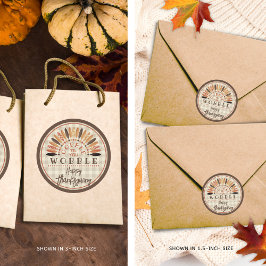 Funny Happy Thanksgiving Rustikal Kariert Runder Aufkleber